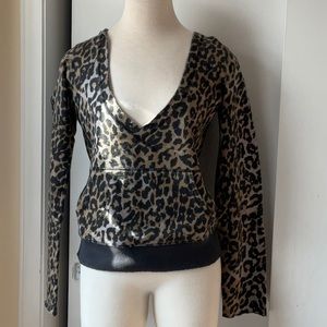 Animal Print V Neck Sweatshirt